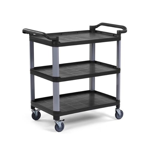 XXLselect Wózek kelnerski 3-półkowy z polipropylenu, 960x520x(h)970mm, czarny XXLselect Wózek kelnerski 3-półkowy z polipropylenu, 960x520x(h)970mm, czarny