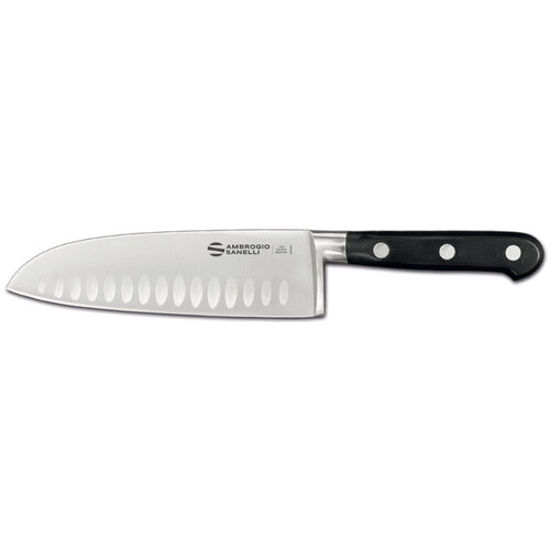 Ambrogio Sanelli Ambrogio Sanelli Chef , kuty nóż Santoku, ze żłobieniami, 18 cm Ambrogio Sanelli Ambrogio Sanelli Chef , kuty nóż Santoku, ze żłobieniami, 18 cm