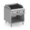 MBM Gazowa płyta grillowa 640x373 mm, ryflowana, żeliwna 10 kW na podstawie półotwartej