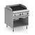 MBM Gazowa płyta grillowa 640x373 mm, ryflowana, żeliwna 10 kW na podstawie półotwartej