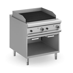 MBM Gazowa płyta grillowa 640x373 mm, ryflowana, żeliwna 20 kW na podstawie półotwartej MBM Gazowa płyta grillowa 640x373 mm, ryflowana, żeliwna 20 kW na podstawie półotwartej