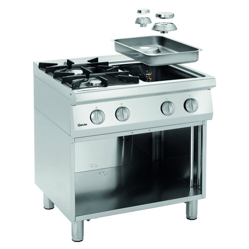 Bartscher Kuchnia gazowa z 4 palnikami na podstawie otwartej 29,4 kW Bartscher Kuchnia gazowa z 4 palnikami na podstawie otwartej 29,4 kW