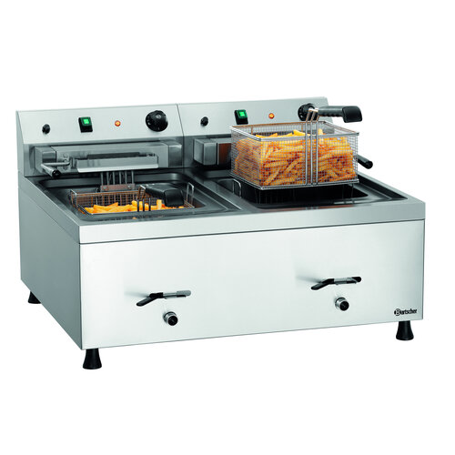 Bartscher Frytownica elektryczna 2-komorowa nablatowa 12L, 18 kW Bartscher Frytownica elektryczna 2-komorowa nablatowa 12L, 18 kW