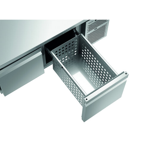 Bartscher Stół chłodniczy z 2 szufladami od -2 do 8°C, agergat boczny Bartscher Stół chłodniczy z 2 szufladami od -2 do 8°C, agergat boczny