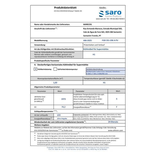 Saro Chłodziarka barowa z 3 przeszklonymi drzwiami uchylnymi od 1 do 8°C, 979 L, srebrna Saro Chłodziarka barowa z 3 przeszklonymi drzwiami uchylnymi od 1 do 8°C, 979 L, srebrna