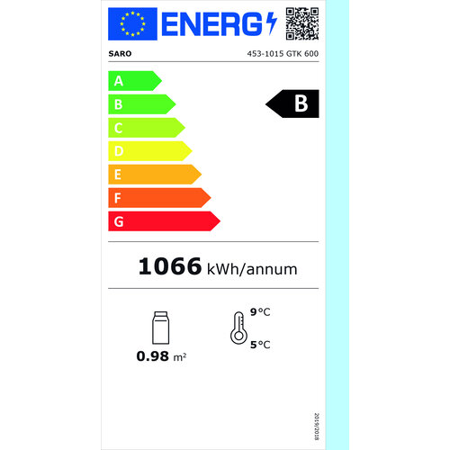 Saro Szafa chłodnicza przeszklona , 614 L, od 1 do 10 °C, czarna Saro Szafa chłodnicza przeszklona , 614 L, od 1 do 10 °C, czarna