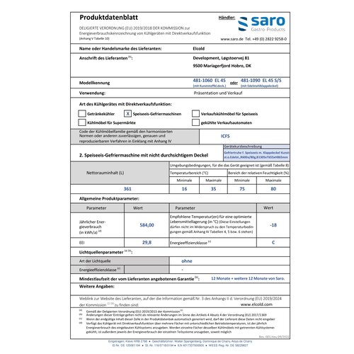 Saro Zamrażarka skrzyniowa z izolowanym pokrywą składaną od -22 do -16°C, 777L Saro Zamrażarka skrzyniowa z izolowanym pokrywą składaną od -22 do -16°C, 777L