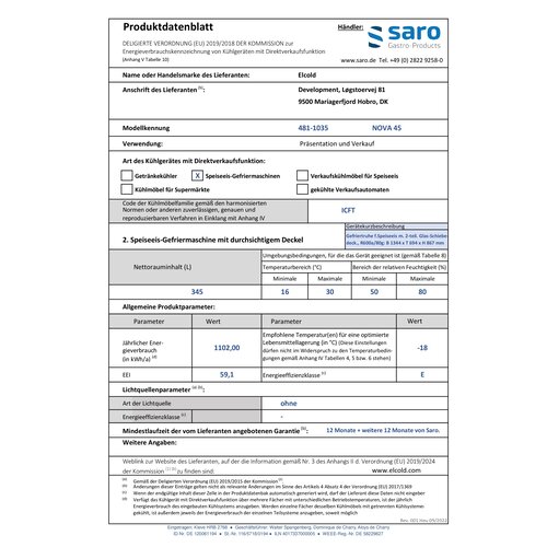 Saro Zamrażarka skrzyniowa z przeszkloną przesuwną pokrywą od -23 do -16°C, 771L Saro Zamrażarka skrzyniowa z przeszkloną przesuwną pokrywą od -23 do -16°C, 771L