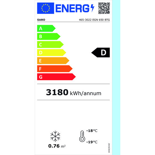 Saro Szafa mroźnicza przeszklona 650 L, od -22 do -18 °C, srebrna Saro Szafa mroźnicza przeszklona 650 L, od -22 do -18 °C, srebrna