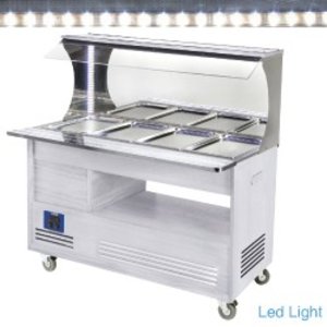 Diamond Buffet - Wall refrigerated salad bar, 4x GN1/1-150 (white wood)