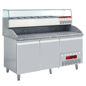 Diamond Stół chłodniczy 2-drzwiowy, od -2 do 8 °C, 312L, z nadstawą chłodniczą 6x 1/3 GN, agregat boczny