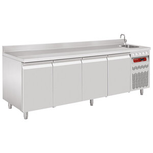 Diamond Stół chłodniczy 4- drzwiowy od -2 do 8 °C, 550L z agregatem bocznym i umywalką Diamond Stół chłodniczy 4- drzwiowy od -2 do 8 °C, 550L z agregatem bocznym i umywalką
