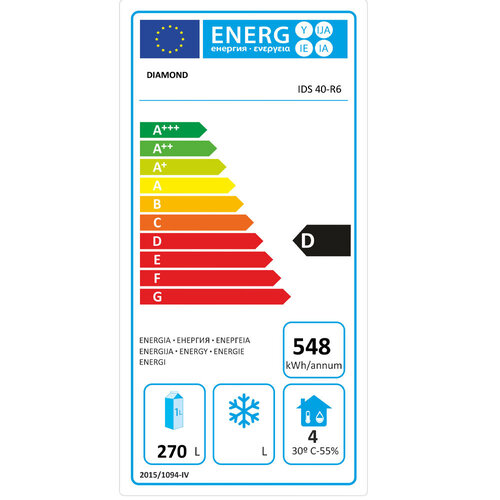 Diamond Szafa chłodnicza na ryby, 400L, od do 5°C Diamond Szafa chłodnicza na ryby, 400L, od do 5°C