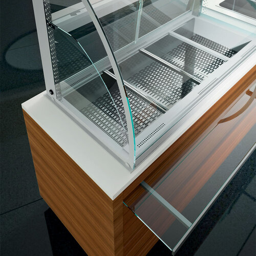 Diamond Witryna chłodnicza prostokątna, od -1 do 7°C, 4x 1/1 GN, do zabudowy z giętą szybą, srebrna Diamond Witryna chłodnicza prostokątna, od -1 do 7°C, 4x 1/1 GN, do zabudowy z giętą szybą, srebrna