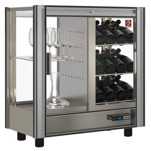 Diamond Chłodziarka na wino 2-drzwiowa, nastawna, drzwi przesuwne 216L, 64 butelek 400W od 4 do 16°C srebrna Diamond Chłodziarka na wino 2-drzwiowa, nastawna, drzwi przesuwne 216L, 64 butelek 400W od 4 do 16°C srebrna