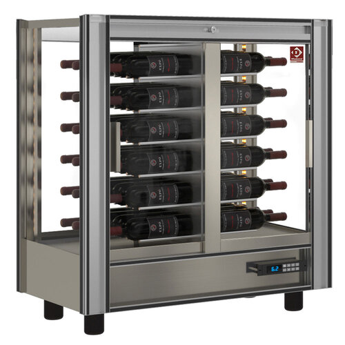Diamond Chłodziarka na wino 2-drzwiowa, nastawna, drzwi przesuwne 530L, 48 butelek 400W od 4 do 16°C srebrna Diamond Chłodziarka na wino 2-drzwiowa, nastawna, drzwi przesuwne 530L, 48 butelek 400W od 4 do 16°C srebrna