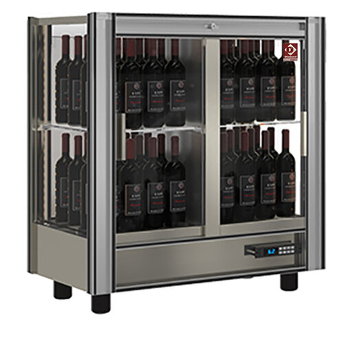 Diamond Chłodziarka na wino 2-drzwiowa, nastawna, drzwi przesuwne 530L, 64 butelek 400W od 4 do 16°C srebrna Diamond Chłodziarka na wino 2-drzwiowa, nastawna, drzwi przesuwne 530L, 64 butelek 400W od 4 do 16°C srebrna