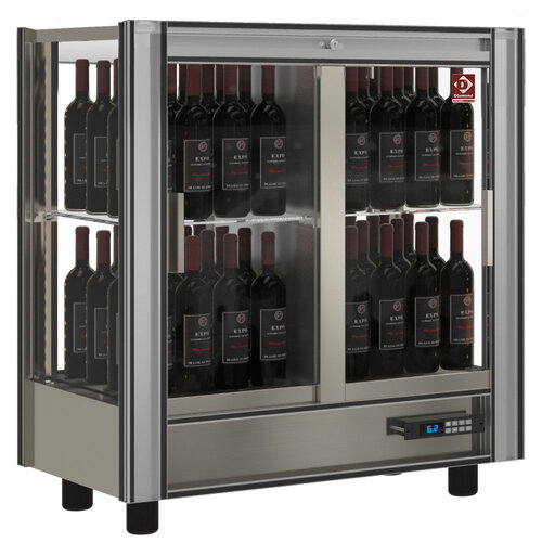 Diamond Chłodziarka na wino 2-drzwiowa, nastawna, drzwi przesuwne 530L, 64 butelek 400W od 4 do 16°C srebrna Diamond Chłodziarka na wino 2-drzwiowa, nastawna, drzwi przesuwne 530L, 64 butelek 400W od 4 do 16°C srebrna