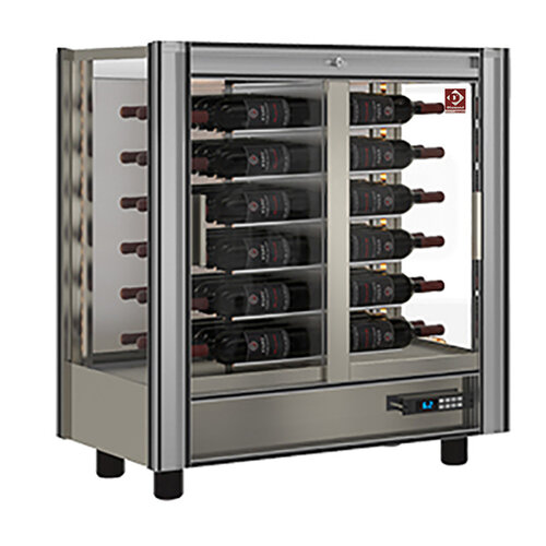 Diamond Chłodziarka na wino 2-drzwiowa, nastawna, drzwi uchylne 216L, 48 butelek 400W od 4 do 16°C srebrna Diamond Chłodziarka na wino 2-drzwiowa, nastawna, drzwi uchylne 216L, 48 butelek 400W od 4 do 16°C srebrna