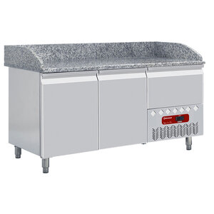 Diamond Stół do pizzy 2-drzwiowy z 1 szufladą 600x400 mm z blatem granitowym, agregat z prawej strony Diamond Stół do pizzy 2-drzwiowy z 1 szufladą 600x400 mm z blatem granitowym, agregat z prawej strony