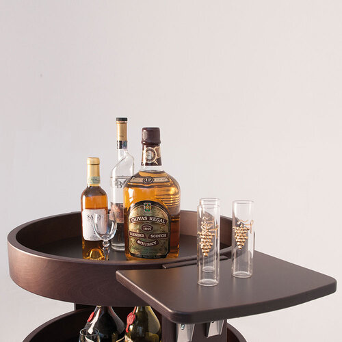 Diamond Drewniany wózek na butelki 3-półkowy, okrągły,Ø650x(h)900mm wenge Diamond Drewniany wózek na butelki 3-półkowy, okrągły,Ø650x(h)900mm wenge