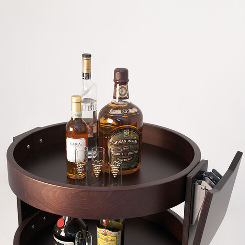 Diamond Drewniany wózek na butelki 3-półkowy, okrągły,Ø650x(h)900mm wenge Diamond Drewniany wózek na butelki 3-półkowy, okrągły,Ø650x(h)900mm wenge