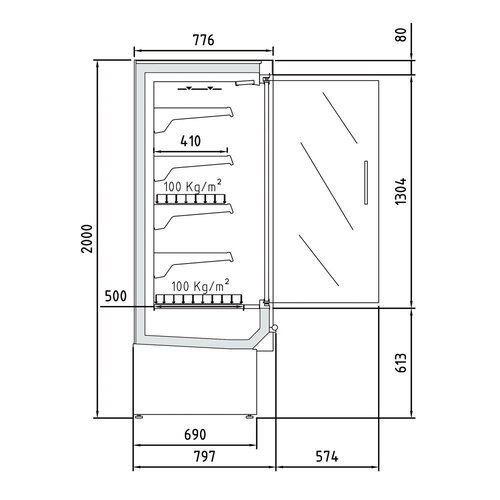 Diamond Regał chłodniczy 2590L, od -1 do 5°C, 797x1623x(h)2000mm, obieg wymuszony, wentylowany, czarny Diamond Regał chłodniczy 2590L, od -1 do 5°C, 797x1623x(h)2000mm, obieg wymuszony, wentylowany, czarny
