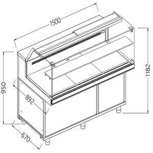 Diamond Lada chłodnicza, szyba prosta od 2 do 6°C, 892x1500x(h)1182 mm, wentylowana Diamond Lada chłodnicza, szyba prosta od 2 do 6°C, 892x1500x(h)1182 mm, wentylowana