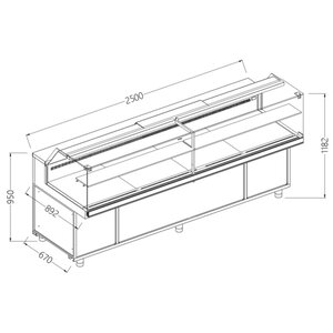 Diamond Lada chłodnicza, szyba prosta od 2 do 6°C, 892x2500x(h)1182 mm, wentylowana Diamond Lada chłodnicza, szyba prosta od 2 do 6°C, 892x2500x(h)1182 mm, wentylowana