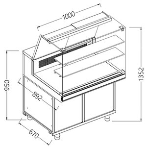 Diamond Lada chłodnicza, szyba prosta, wysoka od 2 do 6°C, 890x1000x(h)1352 mm Diamond Lada chłodnicza, szyba prosta, wysoka od 2 do 6°C, 890x1000x(h)1352 mm