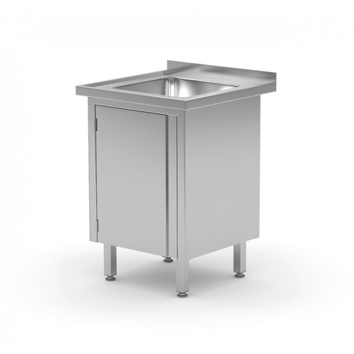 INOXI Table with sink and cabinet with hinged doors | 600x600 mm INOXI Table with sink and cabinet with hinged doors | 600x600 mm