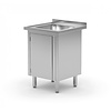 INOXI Stół ze zlewem, szafka z drzwiami na zawiasach | 500x600 mm INOXI Stół ze zlewem, szafka z drzwiami na zawiasach | 500x600 mm
