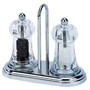 PEUGEOT Acrylic Salt and Pepper Mill Set on Stand 110 mm