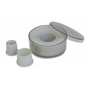 de BUYER Box of 9 plastic round cutters 2 to 10 cm, 3.5 cm height DE BUYER de BUYER Box of 9 plastic round cutters 2 to 10 cm, 3.5 cm height DE BUYER