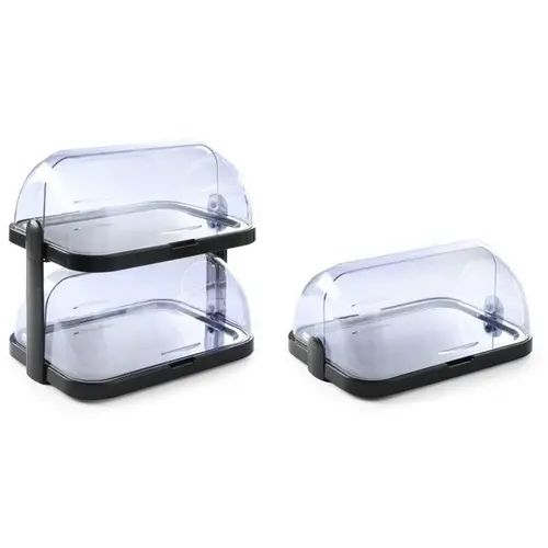 APS Witrynka bufetowa chłodząca dwupoziomowa prostokątna z pokrywą roll-top 320 x 440 mm APS Witrynka bufetowa chłodząca dwupoziomowa prostokątna z pokrywą roll-top 320 x 440 mm