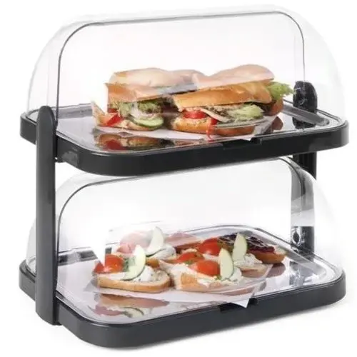 APS Witrynka bufetowa chłodząca dwupoziomowa prostokątna z pokrywą roll-top 320 x 440 mm APS Witrynka bufetowa chłodząca dwupoziomowa prostokątna z pokrywą roll-top 320 x 440 mm