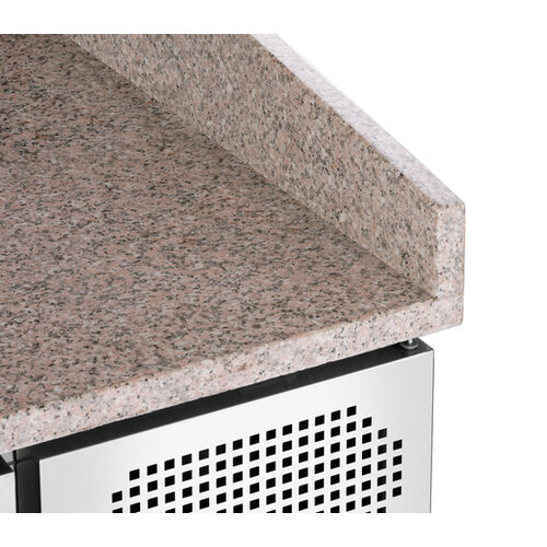 Bartscher Stół do pizzy 3-drzwiowy 360 L z 7 szufladami, z blatem granitowym, agregat z prawej strony Bartscher Stół do pizzy 3-drzwiowy 360 L z 7 szufladami, z blatem granitowym, agregat z prawej strony