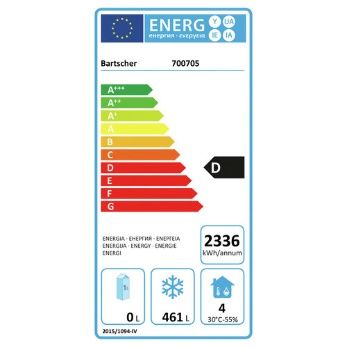 Bartscher Szafa mroźnicza 461 L, -18 °C do -22 °C