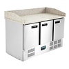 Polar Refrigeration  Stół do pizzy 3-drzwiowy 368 L z agregatem na dole i blatem z granitu