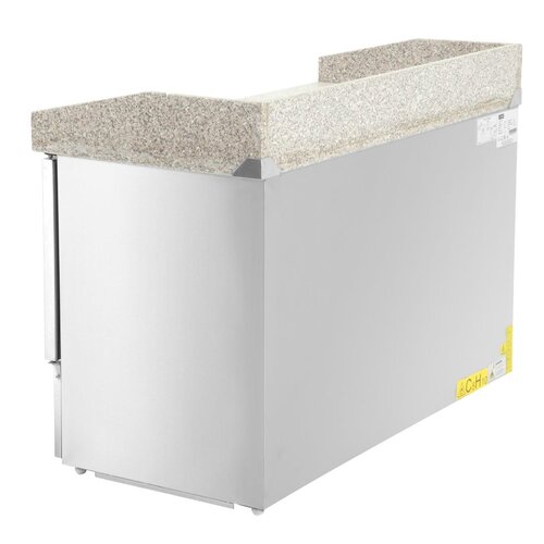 Polar Refrigeration  Stół do pizzy 3-drzwiowy 368 L z agregatem na dole i blatem z granitu