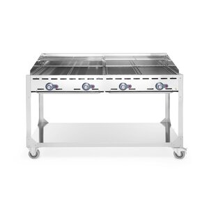 Hendi Grill gazowy Green Fire Profi Line 4-palnikowy z półką - 2 patelnie żeliwne i 2 ruszty GN1/1