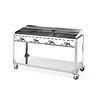 Hendi Grill gazowy Green Fire Profi Line 4-palnikowy z półką - 2 patelnie żeliwne i 2 ruszty GN1/1