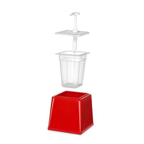 Hendi Pojemnik do sosów z pompką 2,5L, 230x210x(h)250mm, czerwony
