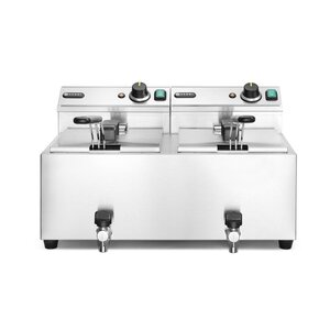 Hendi Frytownica elektryczna 2-komorowa nastawna 16 L, 2 x 3 kW z kranem spustowym Hendi Frytownica elektryczna 2-komorowa nastawna 16 L, 2 x 3 kW z kranem spustowym