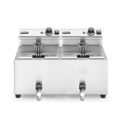 Hendi 2-Tank Countertop Electric Fryer 16 L, 2 x 3 kW with Drain Tap Hendi 2-Tank Countertop Electric Fryer 16 L, 2 x 3 kW with Drain Tap