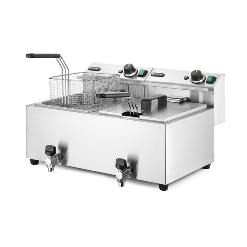 Hendi 2-Tank Countertop Electric Fryer 16 L, 2 x 3 kW with Drain Tap Hendi 2-Tank Countertop Electric Fryer 16 L, 2 x 3 kW with Drain Tap