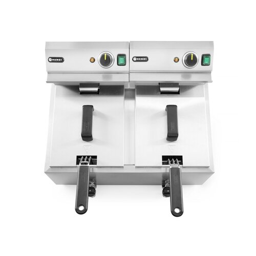 Hendi 2-Tank Countertop Electric Fryer 16 L, 2 x 3 kW with Drain Tap Hendi 2-Tank Countertop Electric Fryer 16 L, 2 x 3 kW with Drain Tap