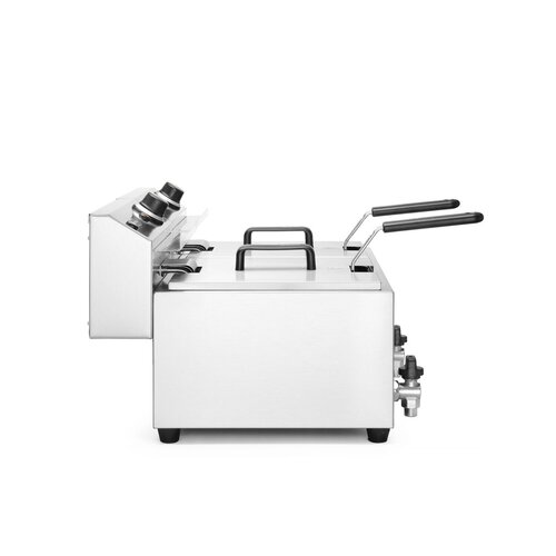 Hendi 2-Tank Countertop Electric Fryer 16 L, 2 x 3 kW with Drain Tap Hendi 2-Tank Countertop Electric Fryer 16 L, 2 x 3 kW with Drain Tap
