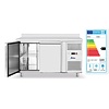 Arktic Double Door Freezer Table with Splashback 280 L, from -22 °C to -18 °C, Side-Mounted Compressor