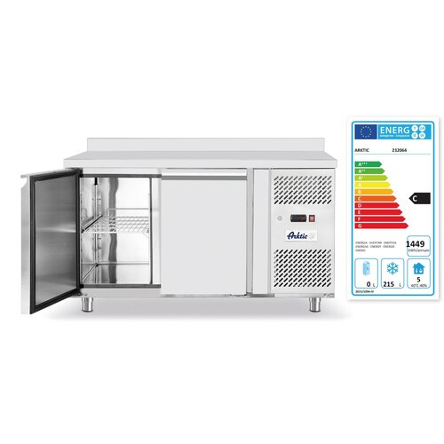 Arktic Double Door Freezer Table with Splashback 280 L, from -22 °C to -18 °C, Side-Mounted Compressor Arktic Double Door Freezer Table with Splashback 280 L, from -22 °C to -18 °C, Side-Mounted Compressor